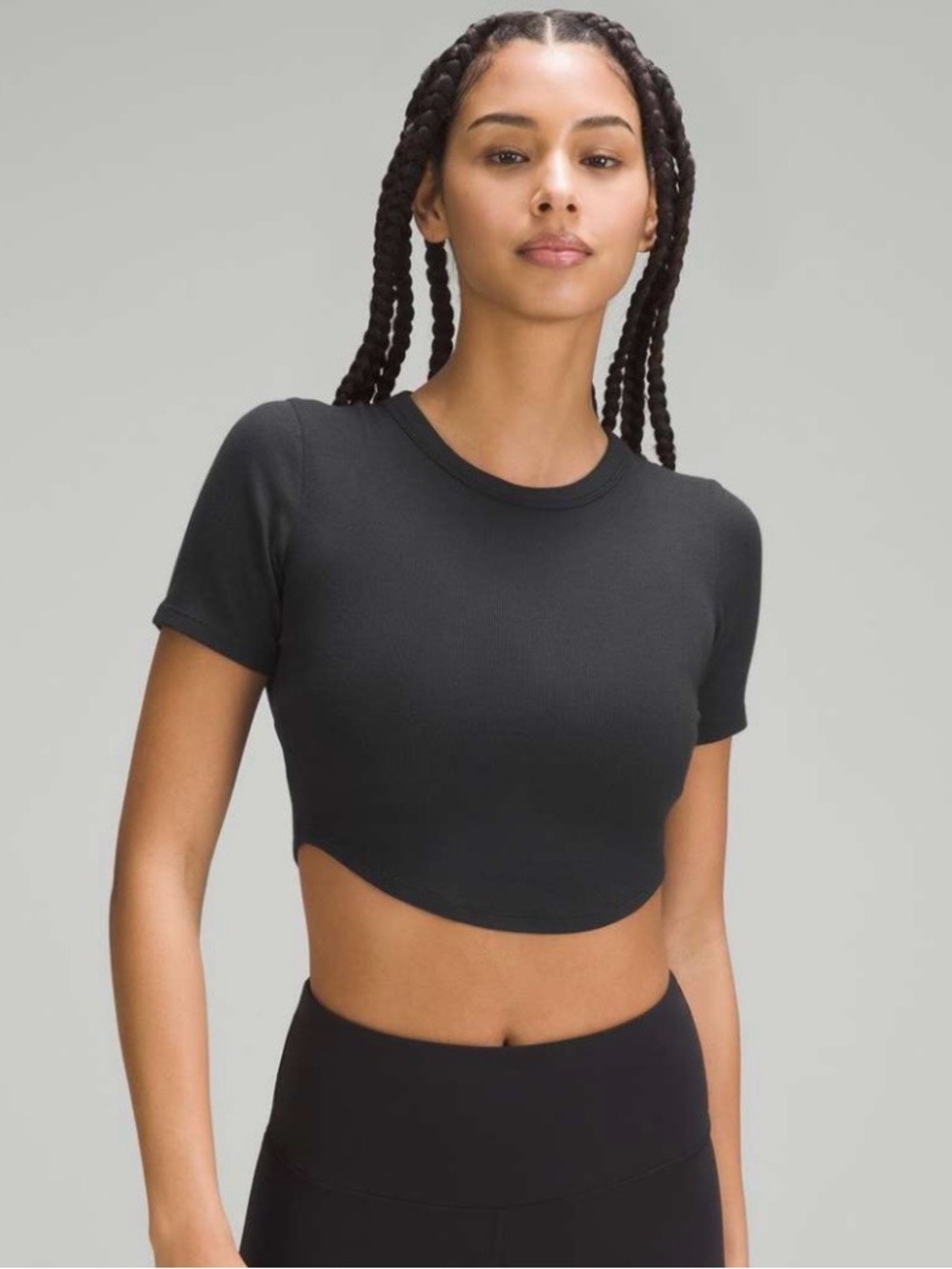 lululemon athletica Black Short Sleeve Crop Top - Picture 3 of 3